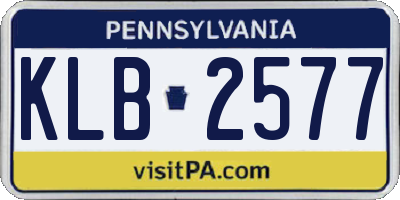 PA license plate KLB2577