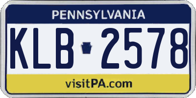PA license plate KLB2578