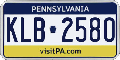 PA license plate KLB2580
