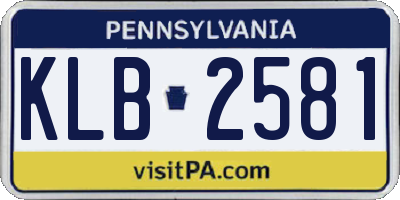 PA license plate KLB2581