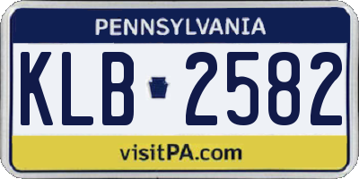 PA license plate KLB2582
