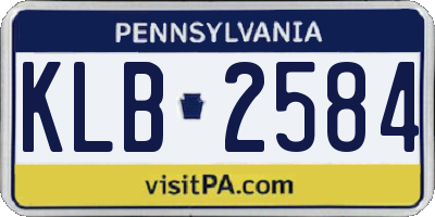 PA license plate KLB2584
