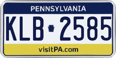 PA license plate KLB2585