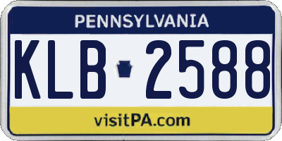 PA license plate KLB2588