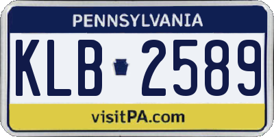 PA license plate KLB2589