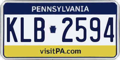 PA license plate KLB2594