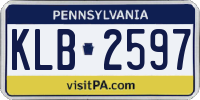 PA license plate KLB2597