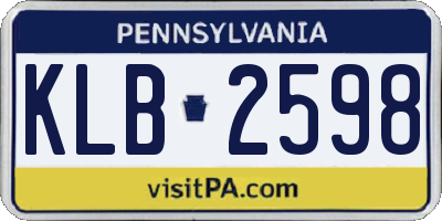 PA license plate KLB2598
