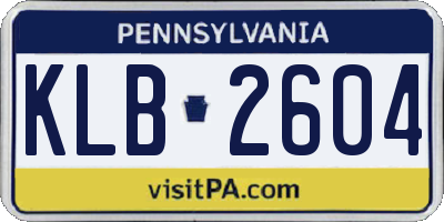 PA license plate KLB2604