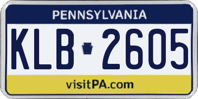 PA license plate KLB2605
