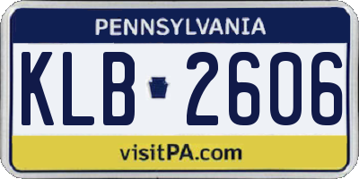 PA license plate KLB2606