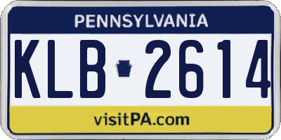 PA license plate KLB2614