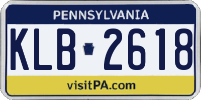 PA license plate KLB2618