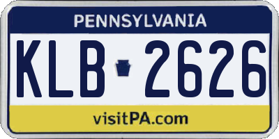 PA license plate KLB2626