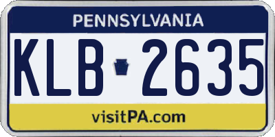 PA license plate KLB2635