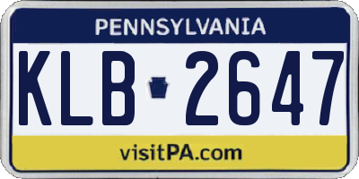PA license plate KLB2647