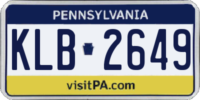 PA license plate KLB2649
