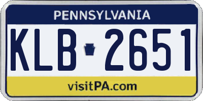PA license plate KLB2651