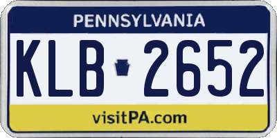 PA license plate KLB2652