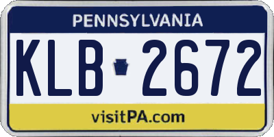 PA license plate KLB2672