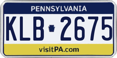 PA license plate KLB2675