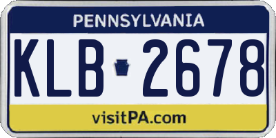 PA license plate KLB2678