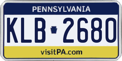 PA license plate KLB2680