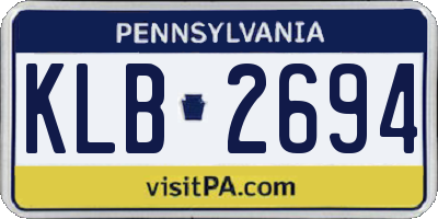 PA license plate KLB2694