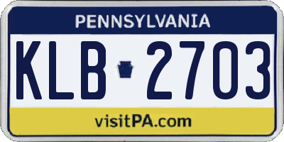 PA license plate KLB2703