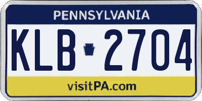 PA license plate KLB2704