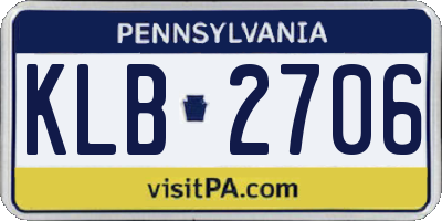 PA license plate KLB2706