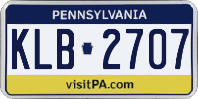 PA license plate KLB2707