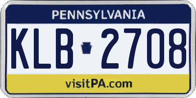 PA license plate KLB2708