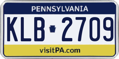 PA license plate KLB2709