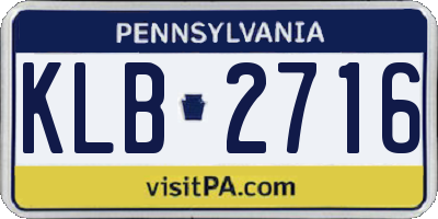 PA license plate KLB2716