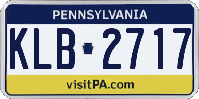 PA license plate KLB2717