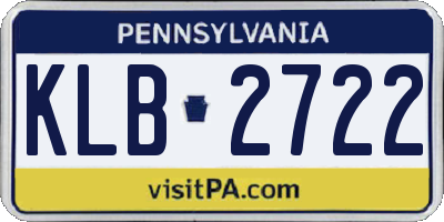 PA license plate KLB2722