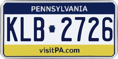PA license plate KLB2726