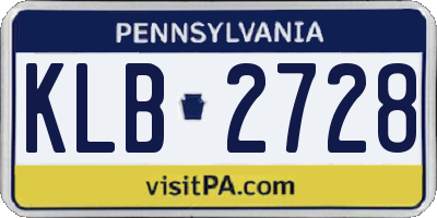 PA license plate KLB2728