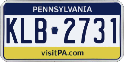 PA license plate KLB2731