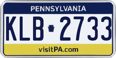 PA license plate KLB2733