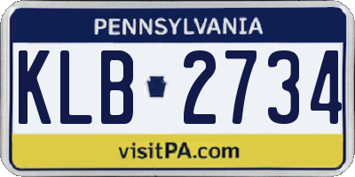 PA license plate KLB2734