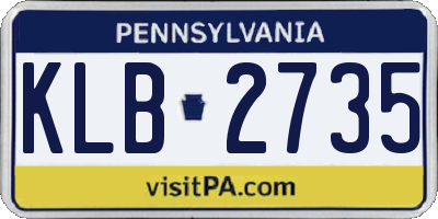 PA license plate KLB2735