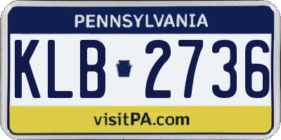 PA license plate KLB2736