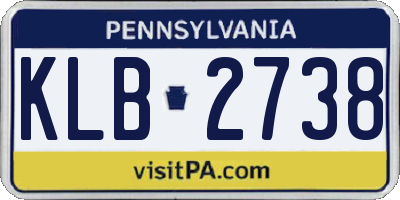 PA license plate KLB2738