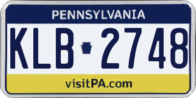 PA license plate KLB2748