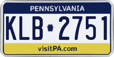 PA license plate KLB2751