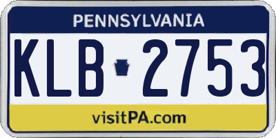 PA license plate KLB2753