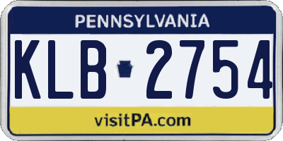 PA license plate KLB2754
