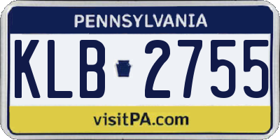 PA license plate KLB2755